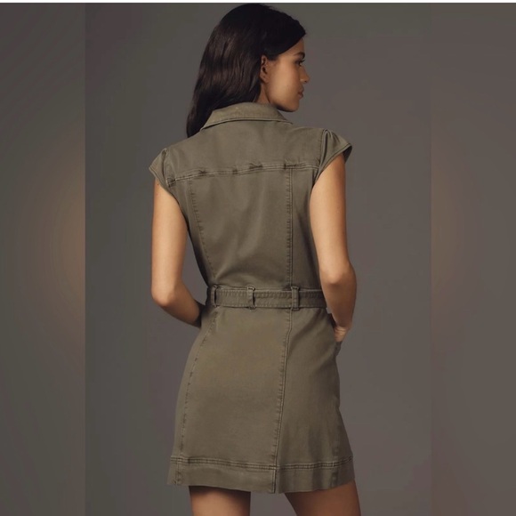 NEW PAIGE Jaxyn Olive Utility Dress with Tie Waist size 8 - Picture 2 of 10